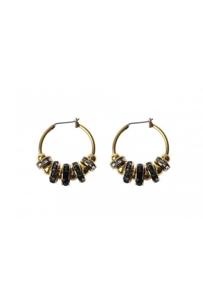 Majique London Antique Gold Crystal Hoop Earrings