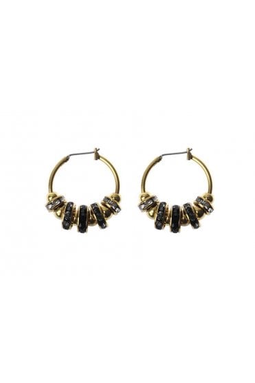 Antique Gold Crystal Hoop Earrings
