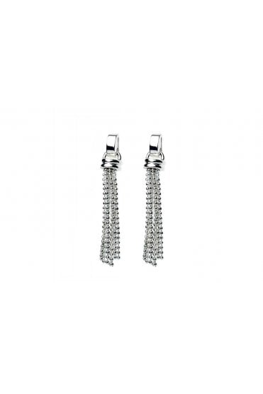 Ball Chain Drop Silver Studs