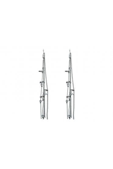 Black Diamond Rhodium Chain Drop Earrings