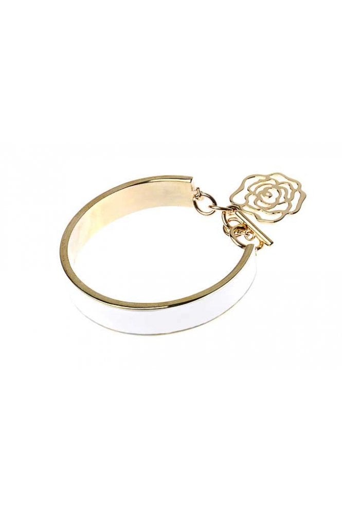 Majique London Blossom White Epoxy T-Bar Bangle