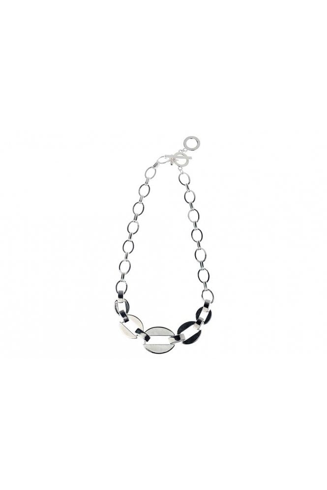 Majique London Bold T-Bar Oval Link Necklace