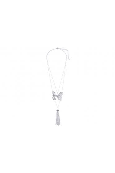 Butterfly Charm & Tassel Cable Necklace