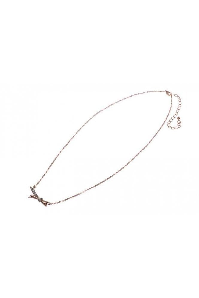 Majique London Crystal Bow Charm Chain Necklace