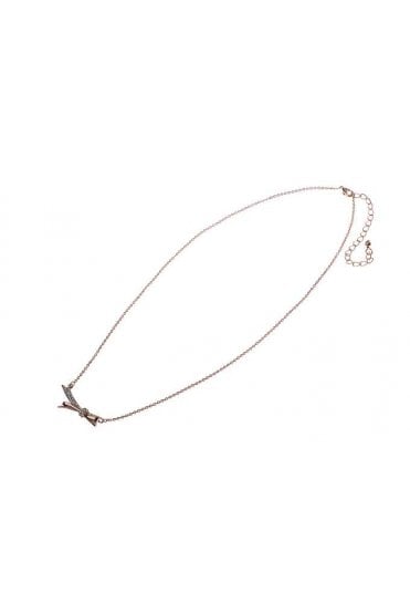 Crystal Bow Charm Chain Necklace