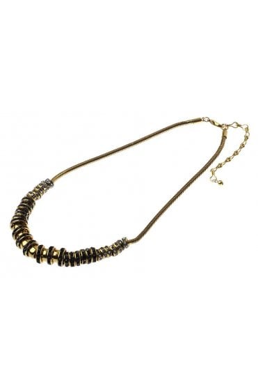 Crystal Circle Snake Chain Necklace
