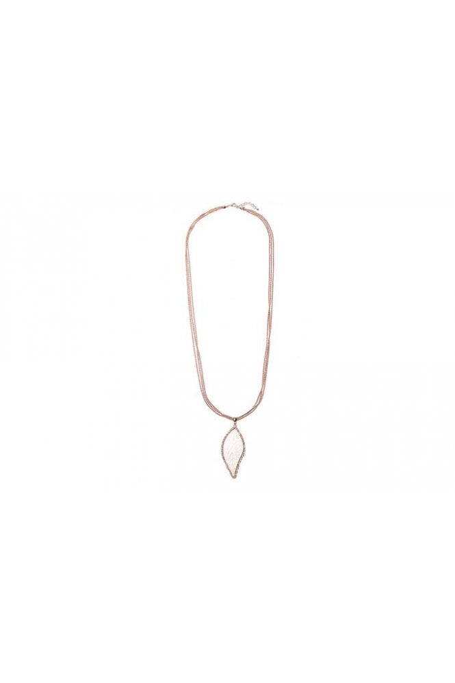 Majique London Crystal Leaf Trio Chain Necklace