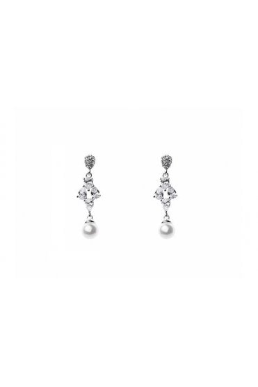 Crystal Pearl Drop Silver Studs