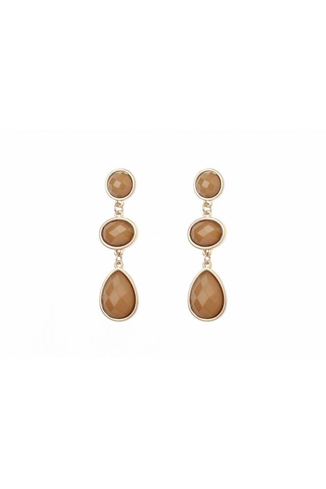 Majique London Desert Dream Gold Stud Earrings with Camel Epoxy Stones