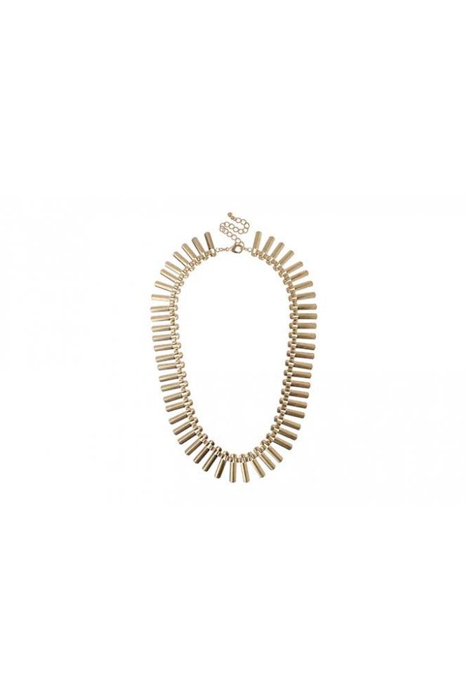 Majique London Distressed Gold Metal Bar Necklace