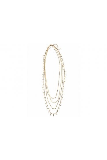Distressed Gold Multi-Row Pearl & Fancy Chain Necklace