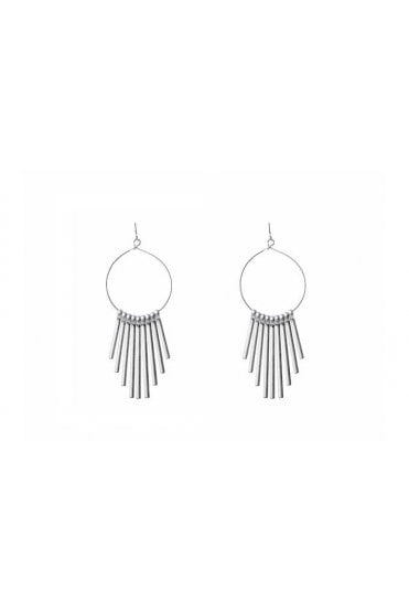 Distressed Silver Fish Hook Earrings with Rectangular Bar Drop