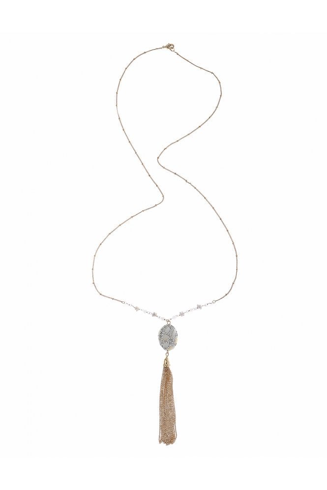 Majique London Boho Luxe Beaded Pendant & Tassel Cascade Necklace