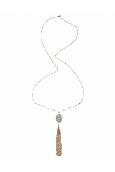 Boho Luxe Beaded Pendant & Tassel Cascade Necklace