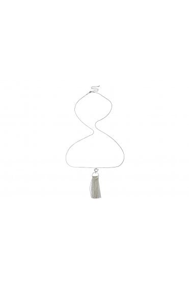 Lustrous Silver Chain Tassel Statement Necklace
