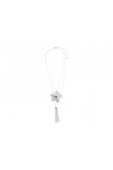 Floral Charm & Tassel Cable Necklace