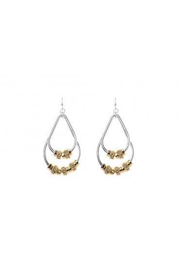 Gold Ring Duo Teardrop Silver Hook Earrings