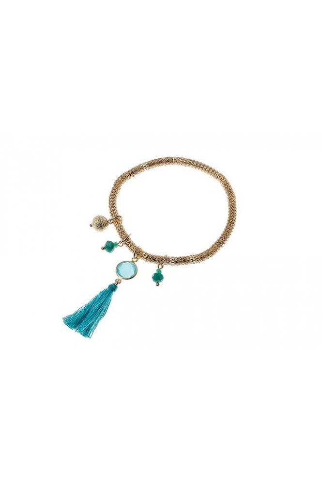 Majique London Golden Mesh Tassel Bracelet