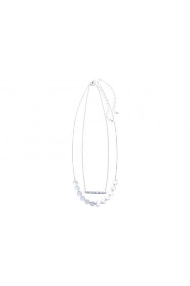 Hammered Bar & Disc Layered Necklace