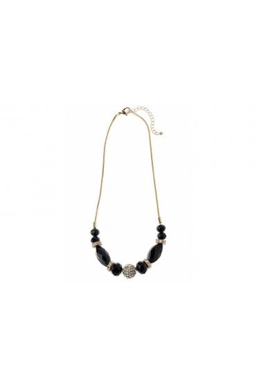 Jet & Crystal Ball Gold Snake Necklace