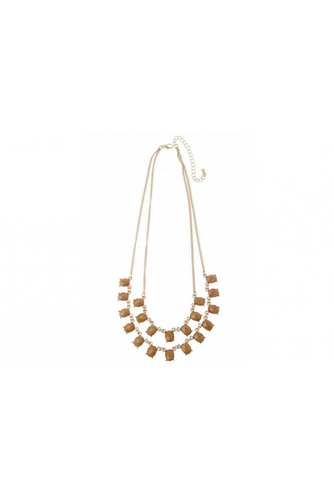 Majique London Layered Gold & Oval Stone Necklace