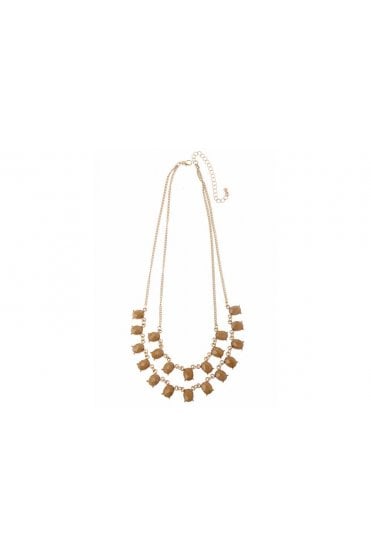 Layered Gold & Oval Stone Necklace