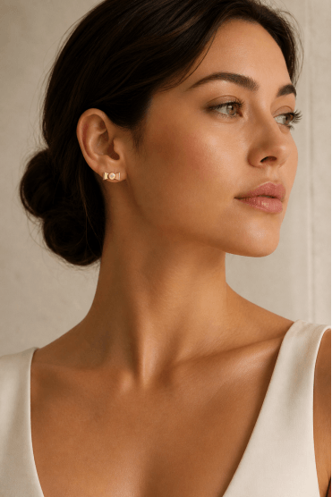 14K Gold Crystal Bow Stud Earring