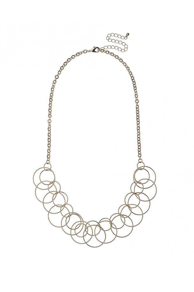 Majique London 14K Gold Sculpted Multi Ring Necklace
