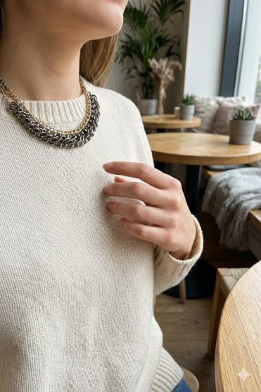 2 Tone Chain Reaction Statement Necklace