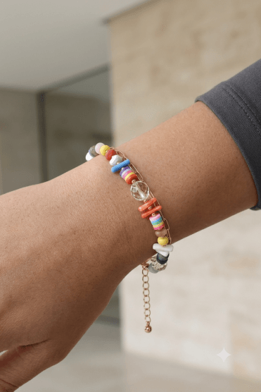 Acrylic Beaded Gold Chain Layered Bracelet