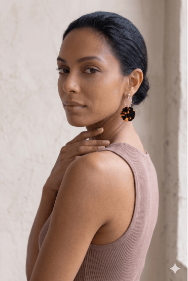 Acrylic Disc Silver Loop Earrings