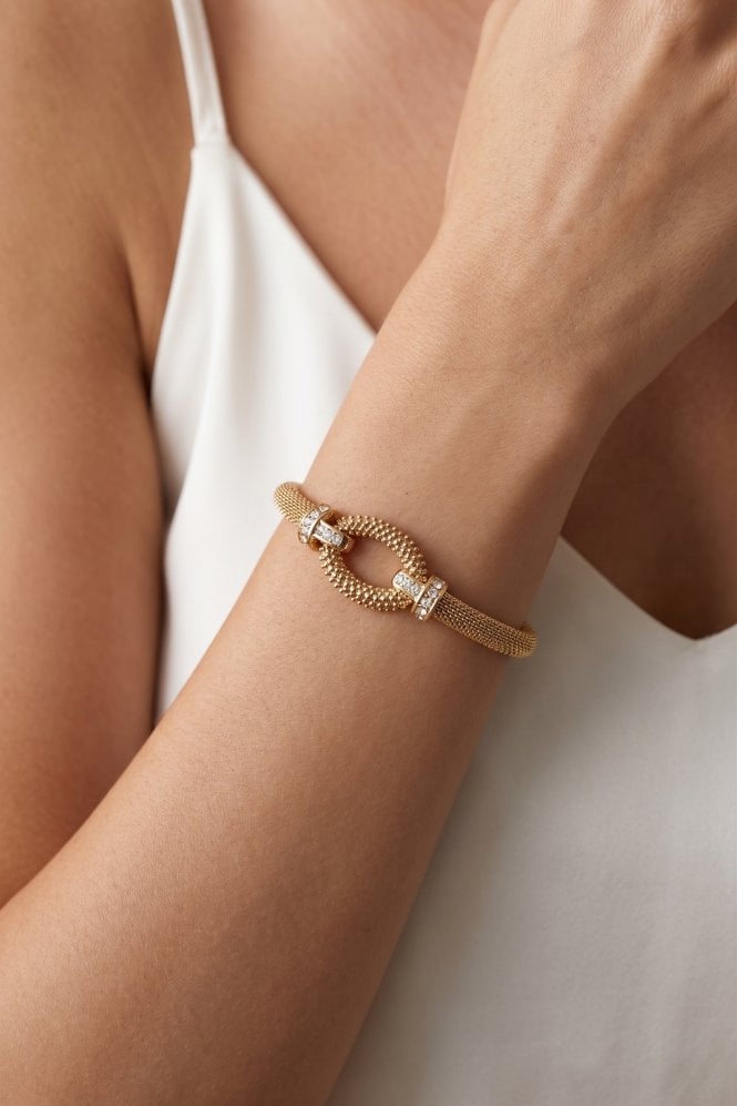 Majique London Antique Gold Oval Mesh Link Bracelet