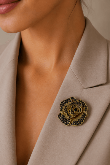 Antique Gold Vintage Inspired Floral Brooch with Magnetic Backing