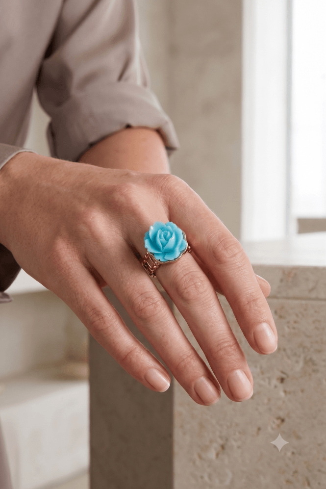 Majique London Aqua Bloom Stretch Ring