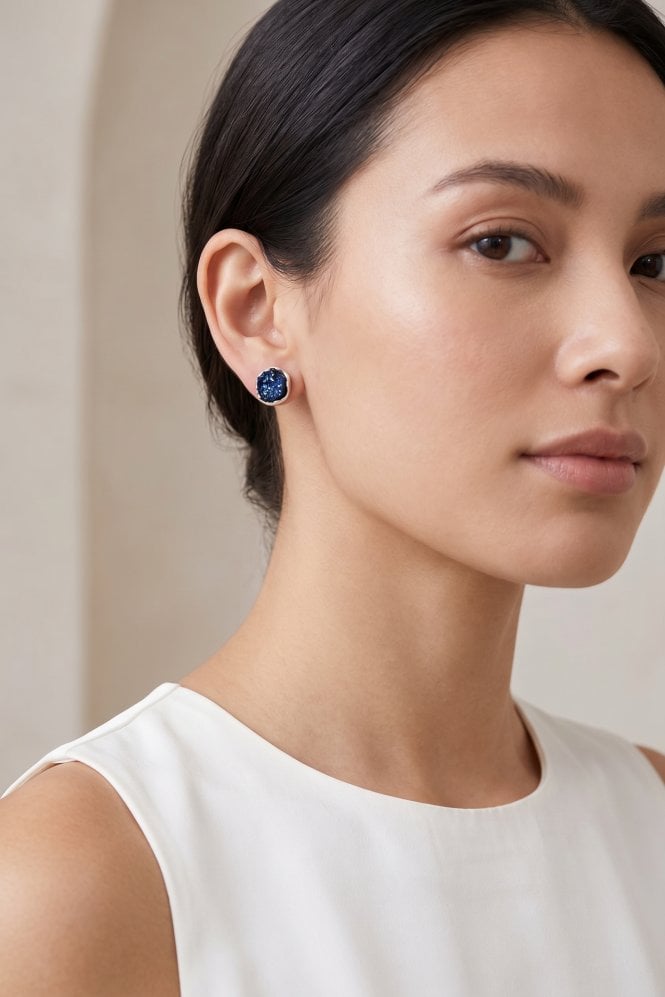 Majique London Azure Druzy Stud Earring