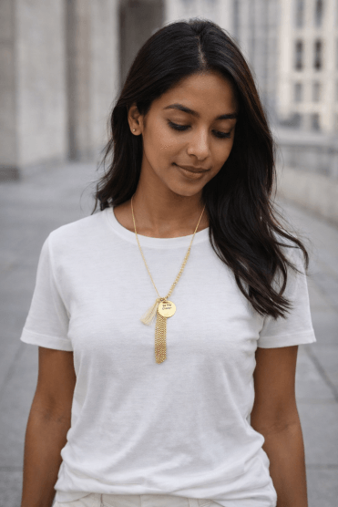 Beaded Word Charm Necklace with Tassel