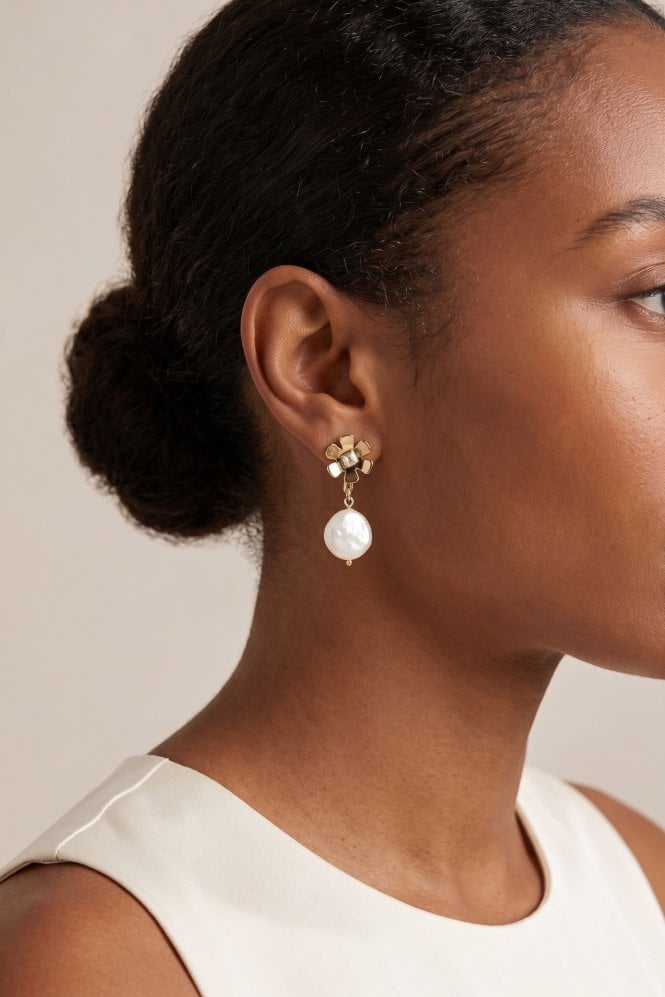 Majique London Blossom Bloom Pearl Drop Earring
