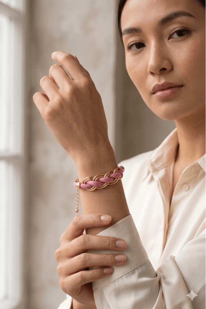 Majique London Blush Thread Gold Cuff Bracelet