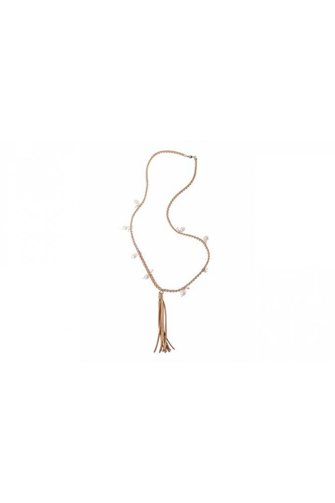 Majique London Bohemian Luxe Suede Necklace with Glass Beads & Tassel