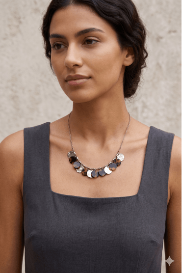 Boho Brown Gold Coin Chain Necklace