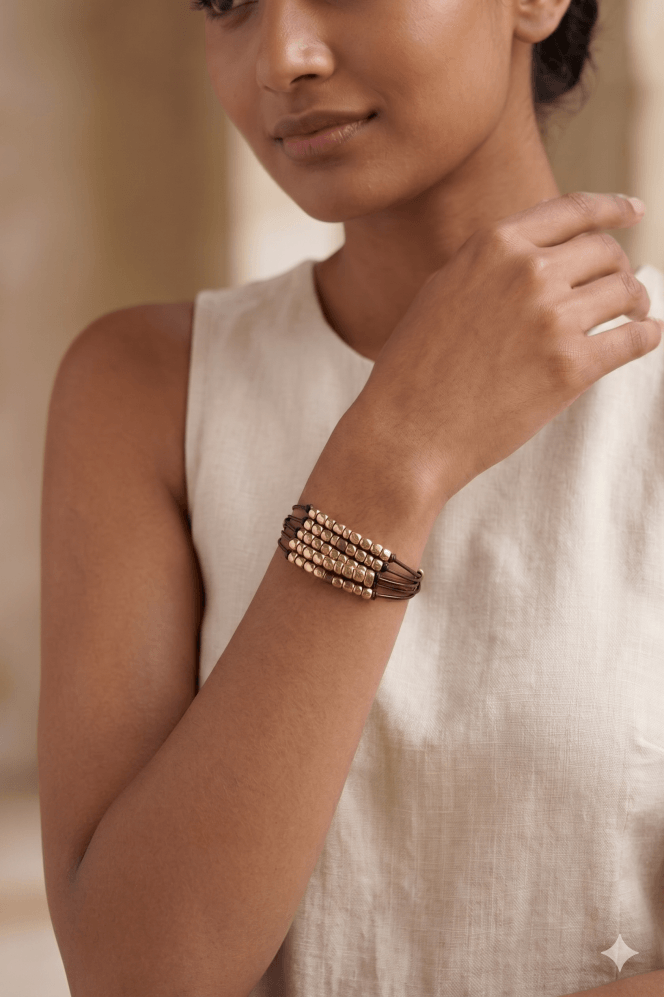 Majique London Boho Gold Nugget Bracelet