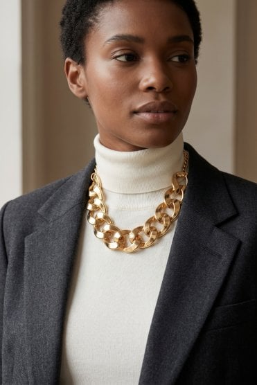 Bold Oval Link Statement Necklace