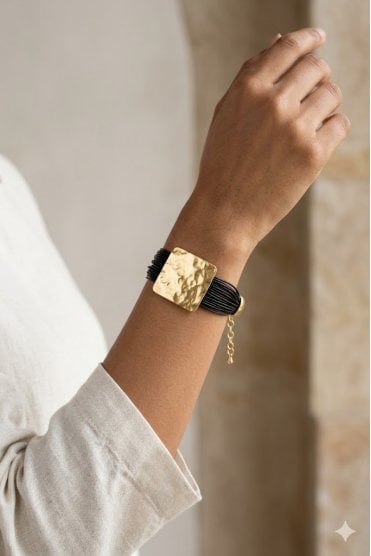 Bold Square Hammered Bracelet