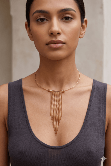 Cascade Wire Choker with Grad Ball Chain Drop