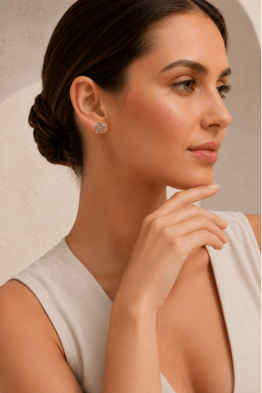Celestial Druzy Star Stud Earring