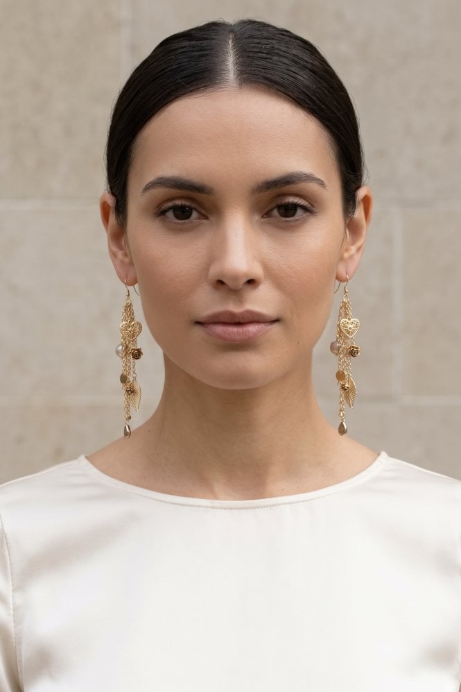 Majique London Charm Embellished Chain Earrings