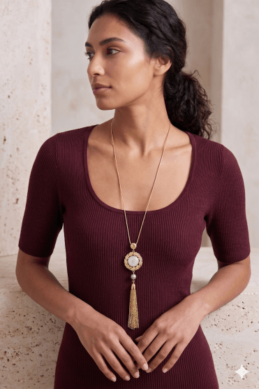 Chic Boho Beaded Pendant Tassel Necklace