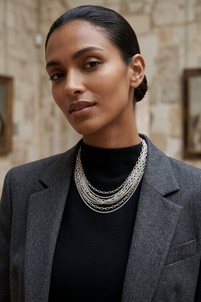 Majique London Chic Cascade Multi Strand Link Necklace