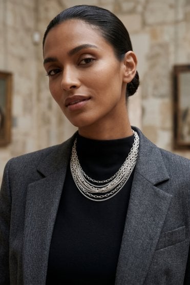 Chic Cascade Multi Strand Link Necklace