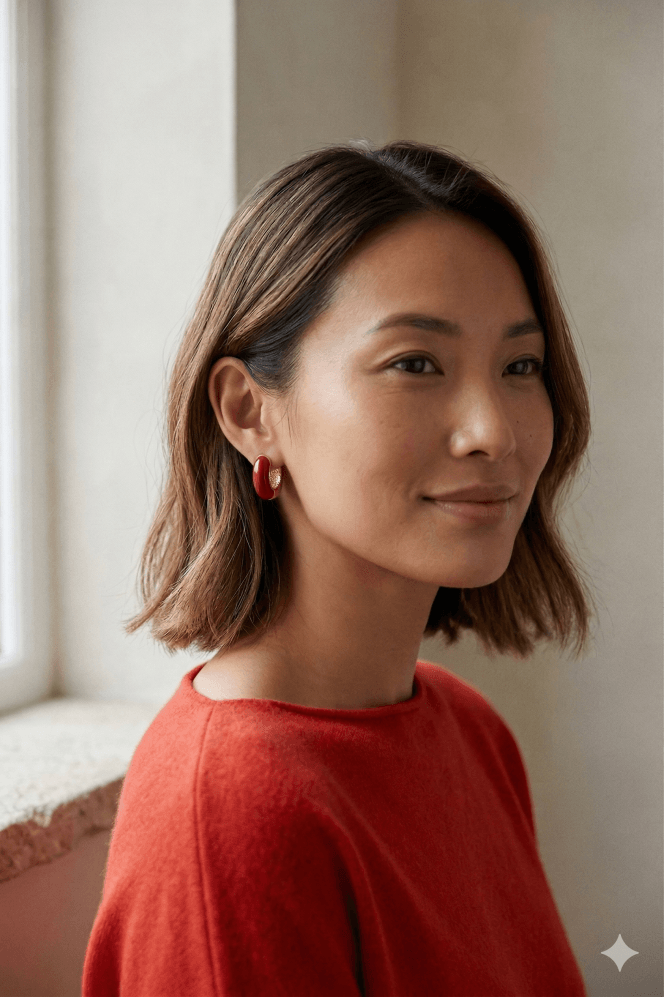 Majique London Chic Fusion Elegance Hinge Earring With Enamel Accent
